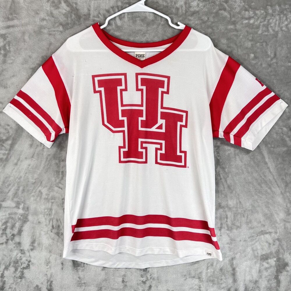 PINK Victoria’s Secret University of Houston UH Mesh Jersey Shirt Women’s L Red
